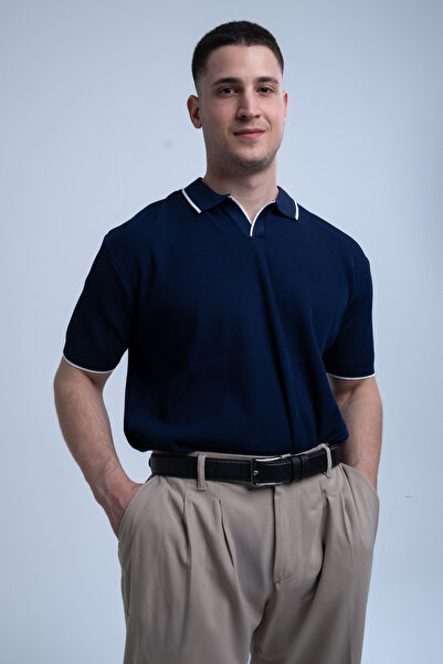 Erkek Oversize V Yaka Polo T-Shirt