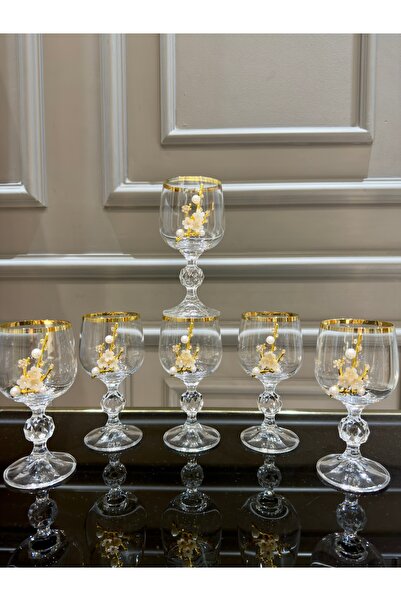 LOKMAN ZÜCCACİYE SHOWROOM Bohemia Kristal Gold Yaldız İncili Kahve Yanı Su Ba...