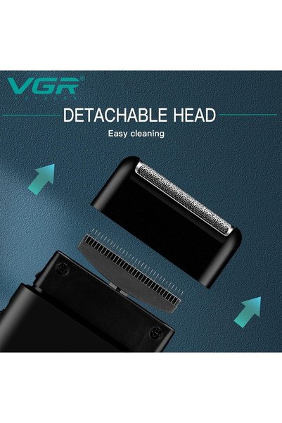 VGR ماكينة حلاقة احترافية كهربائية قابلة لاعادة الشحن من للعناية بالوجه وتشذيب اللحية والسفر للرجال