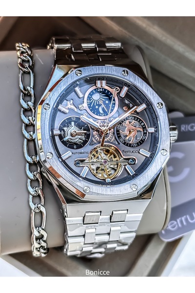 Ferrucci Automatic Battery-Free, Steel Cord, Functional, Smoked Color, Real O...