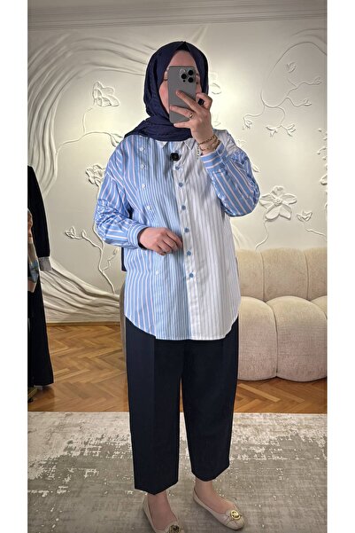 Tığ Triko Line Pattern Mix Shirt