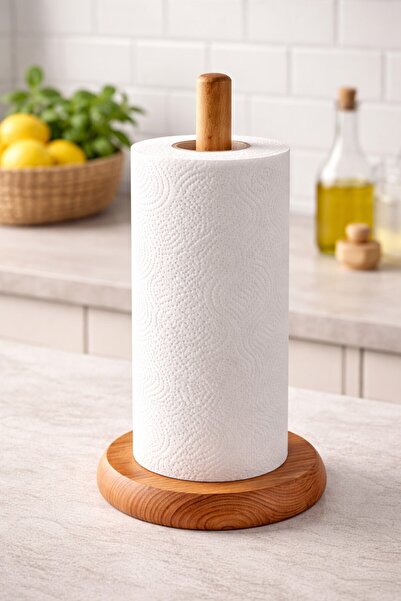 Carveni Wooden Paper Towel Holder / Kitchen Towel Stand / Solid Wood Towel Ho...