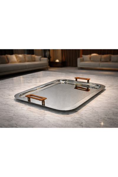 Generic (Unbranded) Stainless steel serving tray (large size) with luxurious ...