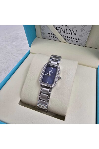 BENONE ساعة نسائية من ماركة Benon بتصميم مستطيل كلاسيكي مع سوار فولاذي وإطار ...