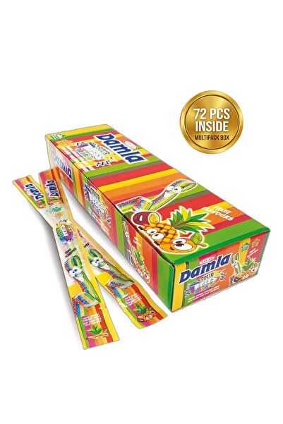 TAYAŞ Damla Sour Belts Licorice Rainbow Cardboard Box 15g x 72 Pieces