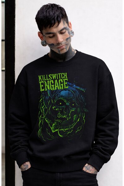 Fuddy Moda Unisex Oversize kroj Killswitch Engage Štampano okrugla kragna Duk...