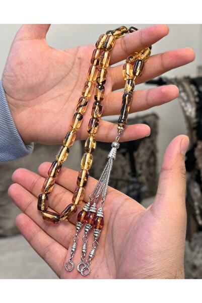 NAMAT Amber dust 33 count cylindrical shape islamic prayer bead rosary for dh...