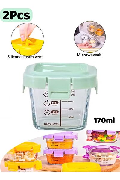 Generic 2Pcs Glass Baby Food Storage Jars with Lids Reusable Containers Micro...