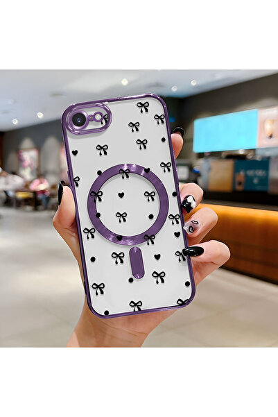 ucuc iPhone 7/8/SE 2020 2022 Uyumlu Şeffaf Arka Yüzeyli Manyetik Darbeye Daya...