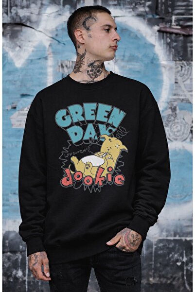 Fuddy Moda Unisex Oversize kroj Green Day Dookie Štampano okrugla kragna Duks...