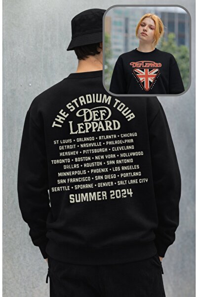 Fuddy Moda Unisex oversized Def Leppard Stadium Tour 2024 Φούτερ χωρίς κουκού...