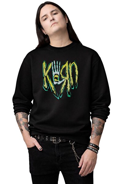 Fuddy Moda Unisex Oversized Korn Rock Band Printed Crew Neck Hoodless Sweatshirt
