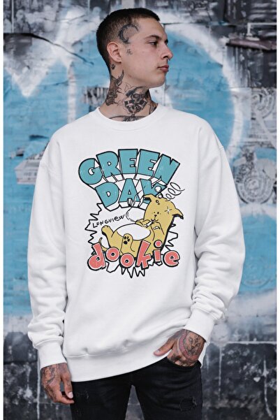 Fuddy Moda Unisex Oversize kroj Green Day Dookie Štampano okrugla kragna Duks...