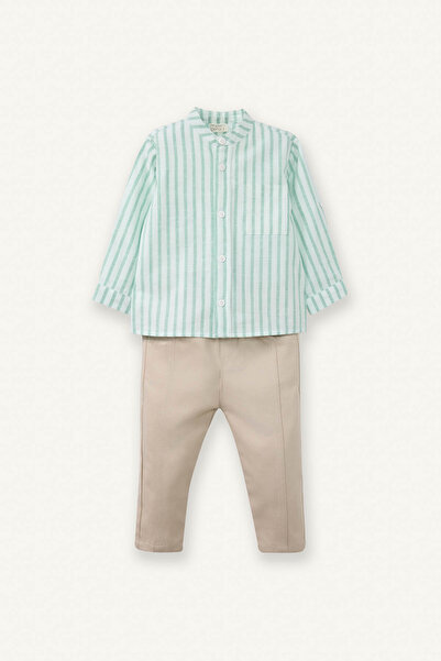 DeFacto Poplin 2-Piece Set Striped Shirt Trousers Baby Boy G7103A526Sp