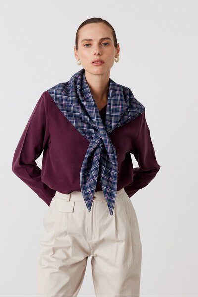 FACETTE Karirano Plavi šal