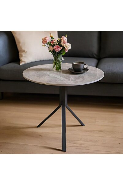 SAHABA Modern Round Dining Table – Minimalist Design with Sturdy Metal Legs, ...