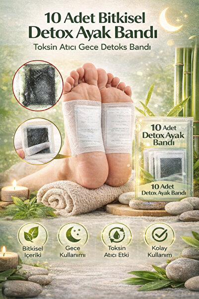 10 Adet Bitkisel Detox Ayak Bandı – Toksin Atıcı Gece Detoks Bandı Ayak Bandı