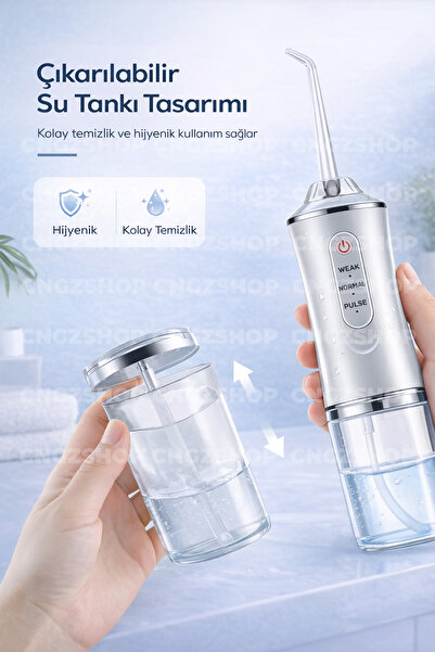 CNGZSHOP Şarjlı 4 Başlıklı Taşınabilir Ağız Duşu | 3 Modlu Diş Arası Temizley...