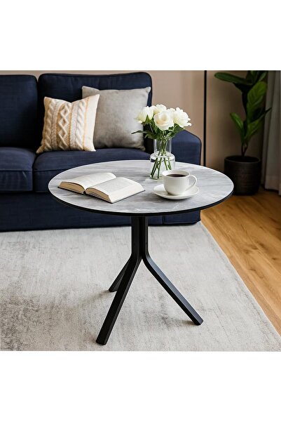 SAHABA Modern Round Dining Table – Minimalist Design with Sturdy Metal Legs, ...