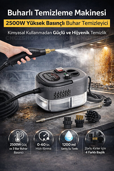 CNGZSHOP Buharlı Temizleme Makinesi 2500W Yüksek Basınçlı Buhar Temizleyici –...