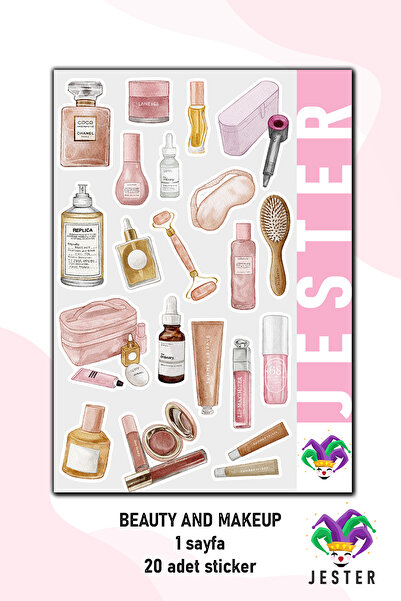 Jester Beauty and Makeup Sticker, Çıkartma, Günlük, Ajanda, Planlayıcı, Bulle...