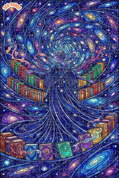 Esranın Dünyası لغز خشبي بتصميم مكتبة الكون من الفسيفساء الزجاجية 250 قطعة 30x30