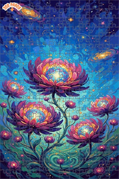 Esranın Dünyası لغز خشبي بإطار مزدوج الطبقات بمظهر لوحة زيتية لحقل زهور فلكية...