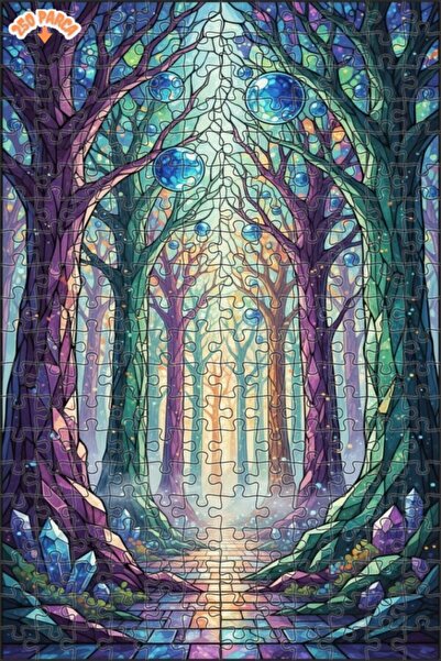 Esranın Dünyası لغز خشبي بمظهر فسيفساء زجاجي للغابة السحرية 250 قطعة 30x30