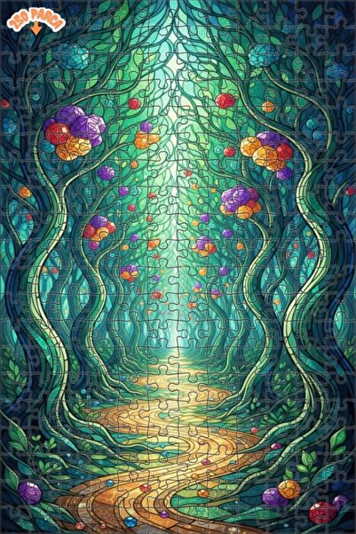 Esranın Dünyası لغز خشبي على شكل طريق الغابة السحرية مع إطلالة على الزجاج الم...