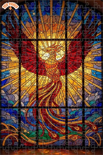 Esranın Dünyası لغز خشبي بمظهر فسيفساء زجاجية على شكل فينيكس سحري، لغز خشبي م...