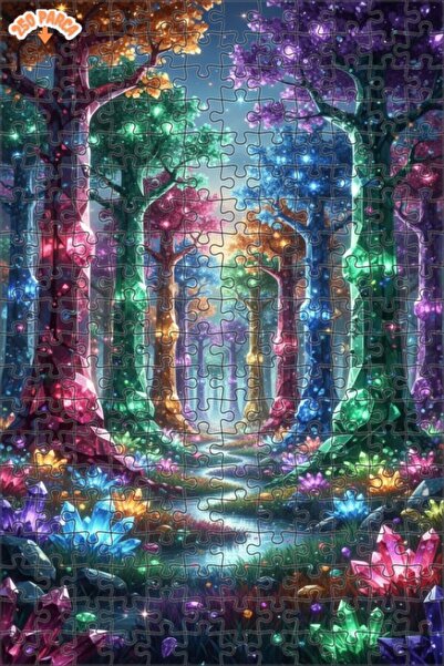 Esranın Dünyası لغز فني بمظهر لوحة زيتية لطريق الغابة الكريستالية 250 قطعة 30×30