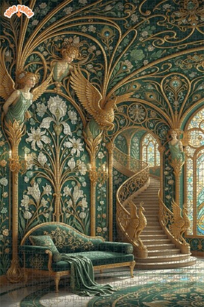 Esranın Dünyası لغز خشبي مؤطر بتصميم آرت نوفو سمراد ساراي جاردن مزدوج الطبقات...