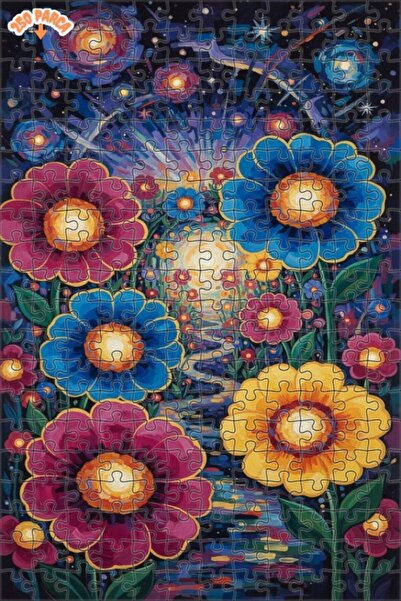 Esranın Dünyası لغز خشبي على شكل لوحة زيتية لمشهد حديقة الزهور النابضة بالحيا...
