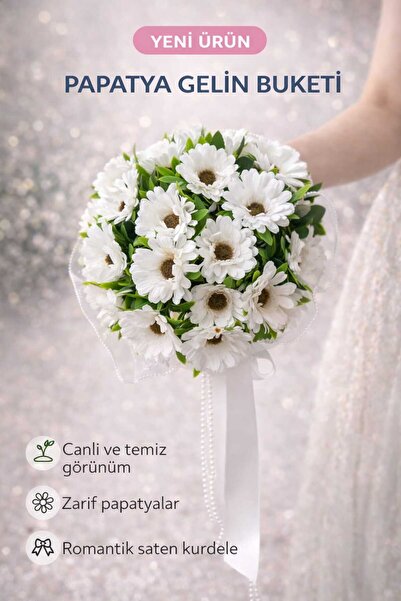 Acarflowers PAPATYA GELİN BUKETİ