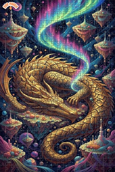 Esranın Dünyası لغز خشبي ذهبي من سلسلة التنين الكوزمي مزدوج الطبقات بإطار 500...