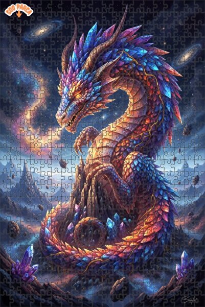 Esranın Dünyası Crystal Dragon Galaxy Oil Painting Art Double-Layer Framed Wo...