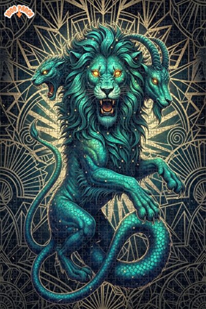 Esranın Dünyası Dragon Lion Head Horned Double-Layer Framed Wooden Puzzle 100...