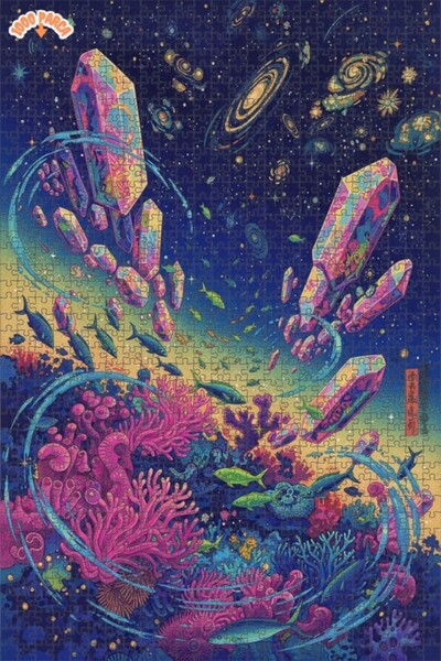 Esranın Dünyası لغز خشبي من كريستال جالاكسي مخلوقات البحر مزدوج الطبقات قطعة ...