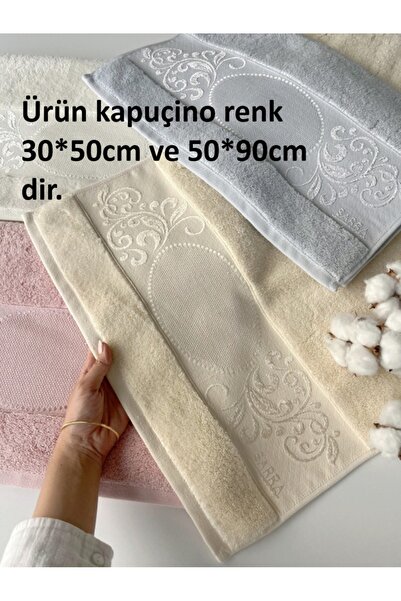SARRA HOME Etamin ve Kanaviçe Boşluklu Kapuçino Linda Analı Kızlı Havlu
