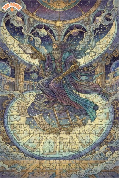 Esranın Dünyası لغز خشبي بإطار مزدوج الطبقات بمظهر لوحة زيتية يصور حكيم الكون...