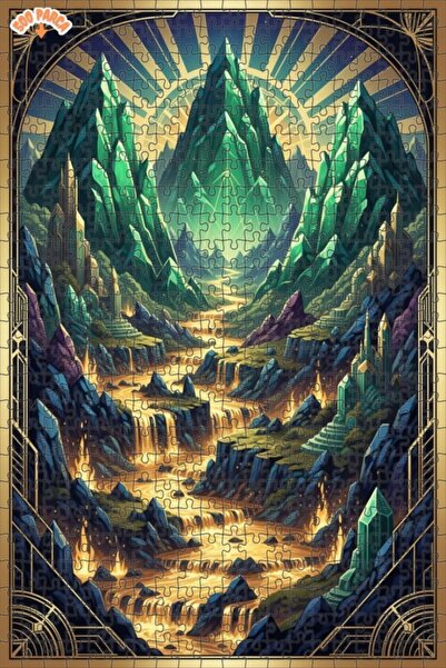 Esranın Dünyası Crystal Mountains Golden River Art Deco Double-Layer Framed W...