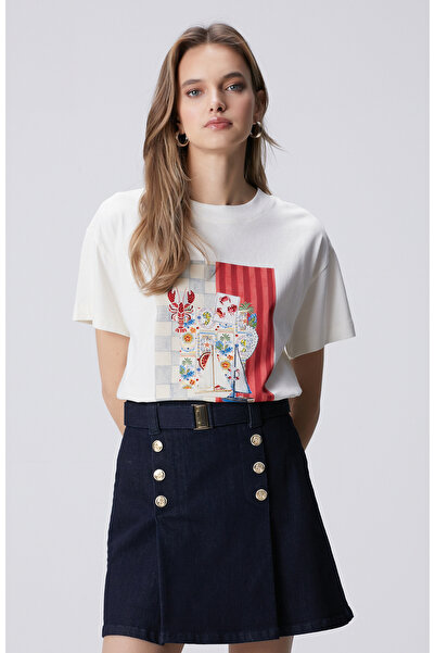 Network Kırık Beyaz Baskılı T-shirt