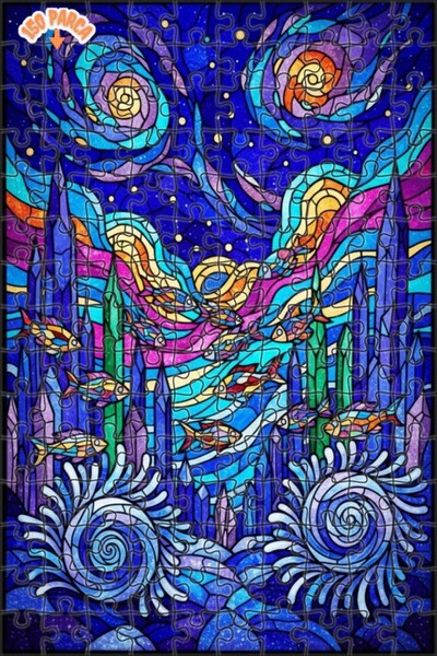 Esranın Dünyası لغز فني خشبي من ميستري أكواريوم آرت مزدوج الطبقات قطعة مقاس 2...