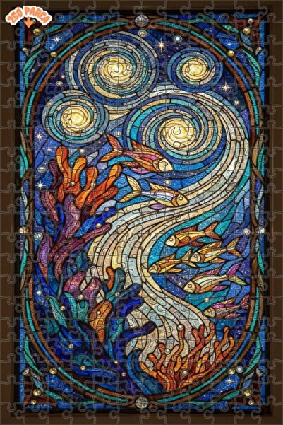 Esranın Dünyası لوحة زيتية لرقصة الأسماك الغامضة تحت الماء، لغز خشبي مكون من ...