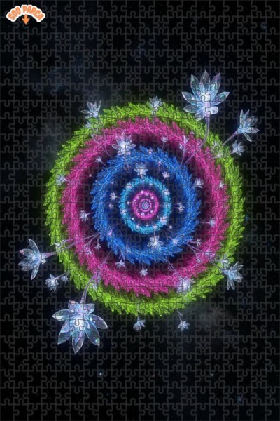 Esranın Dünyası ديجيتال آرت سبيرال بنقشة زهور مزدوج الطبقات بازل خشبي مؤطر 50...