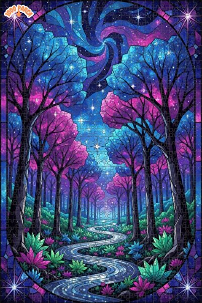 Esranın Dünyası لغز الغابة الكونية، لوحة زيتية، مزدوج الطبقات إطارًا من الألغ...