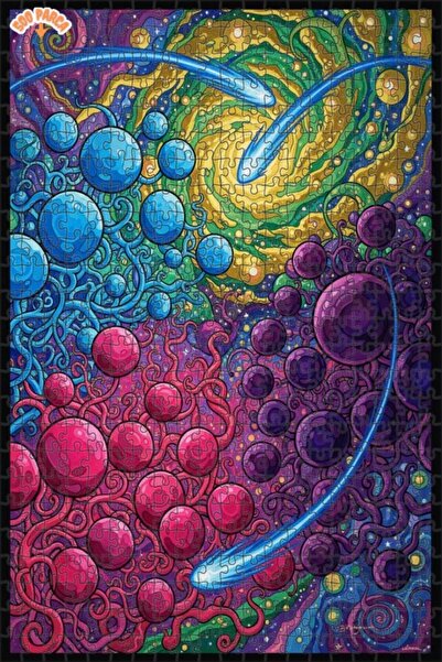 Esranın Dünyası لغز خشبي ذو طبقتين بتصميم رقصة الكون الملونة 500 قطعة 50x30