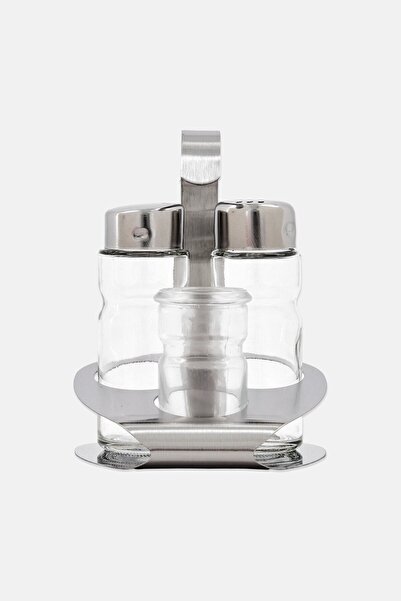 Cuisine Art طقم توابل زجاجي مكون من 3 قطع مع حامل من الفولاذ المقاوم للصدأ، شفاف