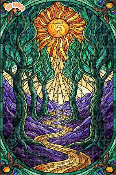 Esranın Dünyası لغز خشبي ملون على شكل طريق الغابة، لغز خشبي بإطار مزدوج الطبق...