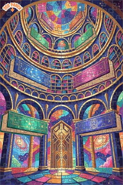 Esranın Dünyası لوحة فنية من مكتبة كوزميك، بازل خشبي مكون من مزدوج الطبقات إط...